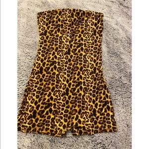Cheetah print strapless romper!